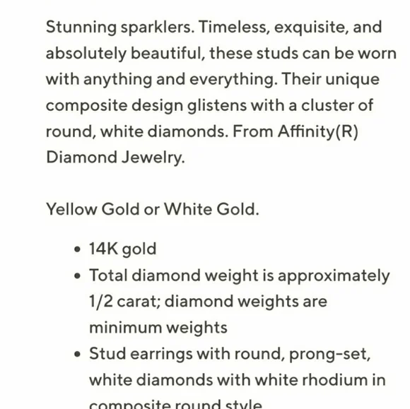 QVC Affinity 1/2 Ctw Diamond Stud Earrings -14k YG - Picture 5 of 11